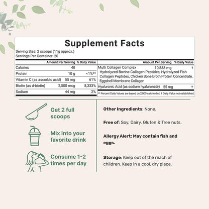 Multi Collagen Peptides Powder, 8oz