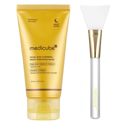 Medicube Korean Collagen Mask Kojic Acid Turmeric Night Wrapping Mask Overnight Wrapping Mask, Morning Shed, Turmeric, Niacinamide, Vitamin C Skincare Skin Repair Comfort Pink Natural Moisture Soothing Glass Skin Hydrating Poreless Brightening Gel