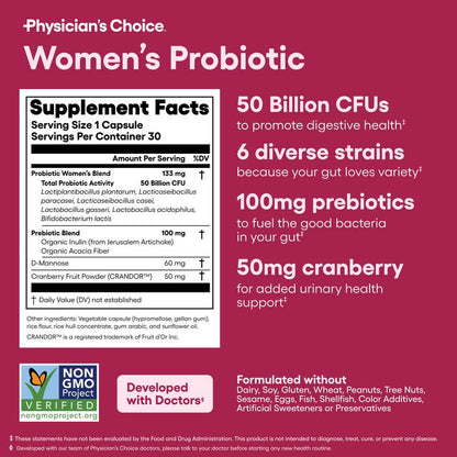 Physician's Choice Power Duo: Daily Digestion, Immune, Urinary Tract & Feminine Support for Women with Women's Probiotic + Vaginal Probiotic