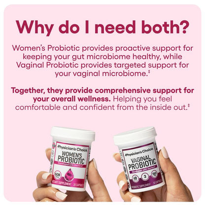 Physician's Choice Power Duo: Daily Digestion, Immune, Urinary Tract & Feminine Support for Women with Women's Probiotic + Vaginal Probiotic
