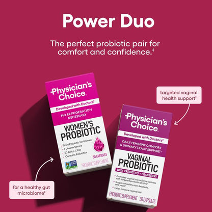 Physician's Choice Power Duo: Daily Digestion, Immune, Urinary Tract & Feminine Support for Women with Women's Probiotic + Vaginal Probiotic